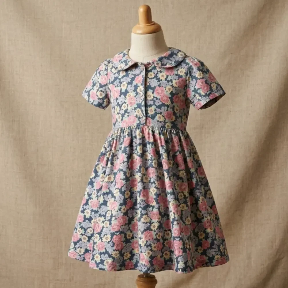 Vintage Laura Ashley Mother & Child Girls Floral Dress | Size 5-6 Years | 1980s